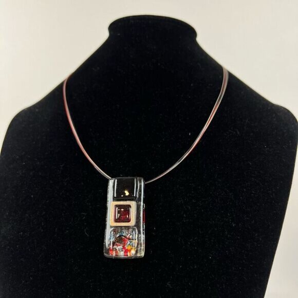 Vintage Resin Art Glass Clasp Closure Necklace Statement Piece - Picture 7 of 15